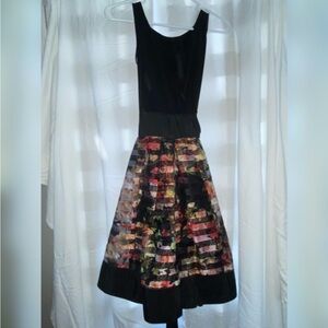 Dress Barn Black and Multicolor Midi Dress